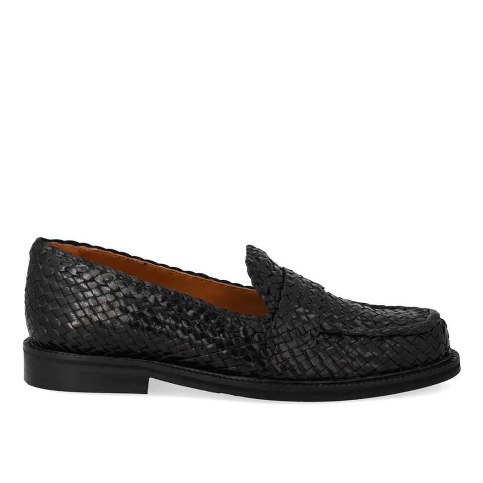 Klassisk Håndflettet Penny Loafer, Black