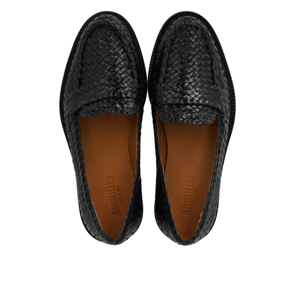 Klassisk Håndflettet Penny Loafer, Black