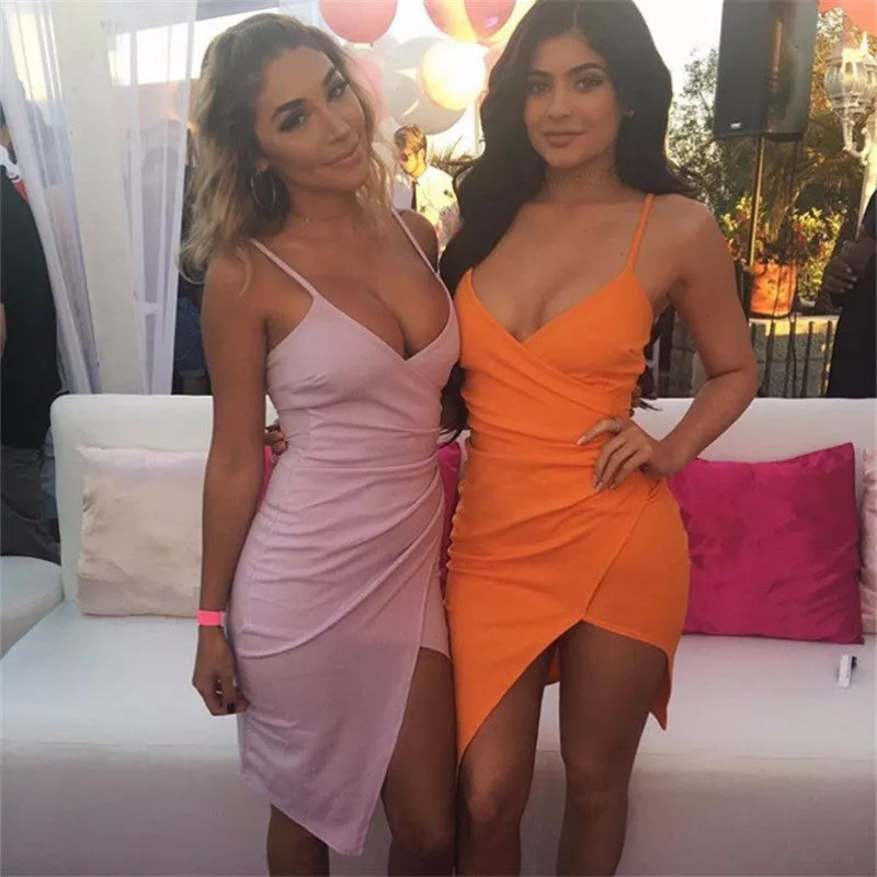 Kylie Jenner Wrap Front Bodycon Mini Dress