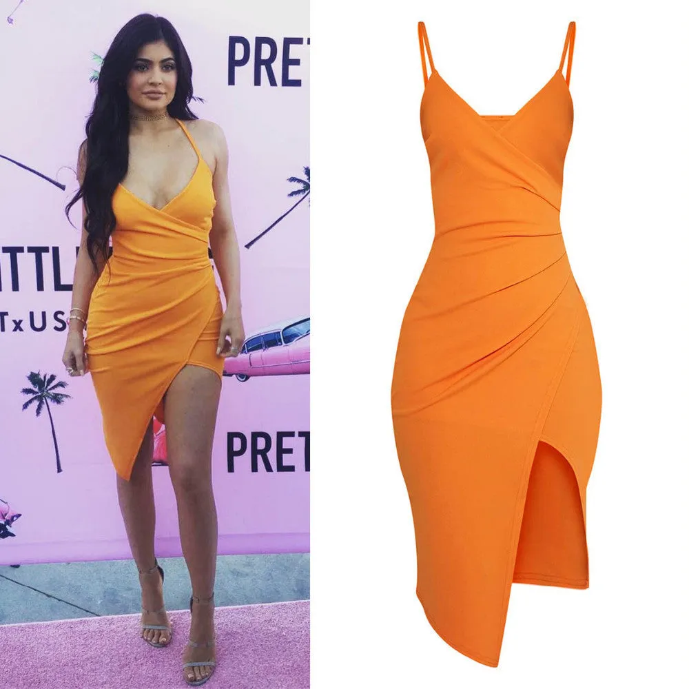 Kylie Jenner Wrap Front Bodycon Mini Dress