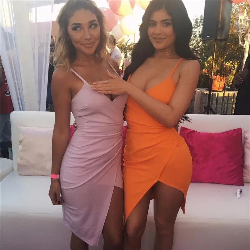 Kylie Jenner Wrap Front Bodycon Mini Dress
