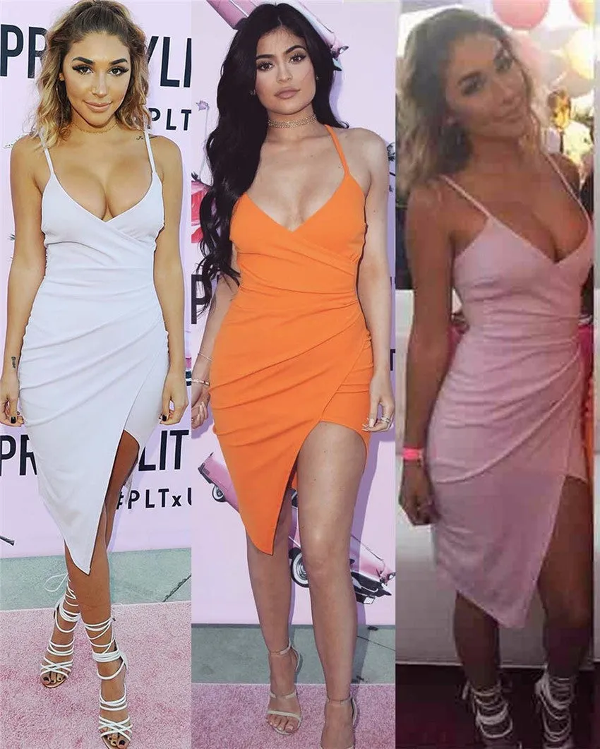 Kylie Jenner Wrap Front Bodycon Mini Dress