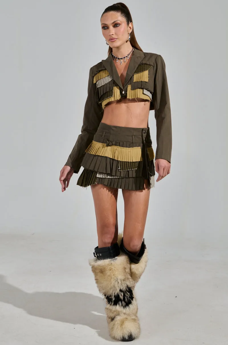 LET ME DOWN SLOWLY MINI SKIRT IN OLIVE