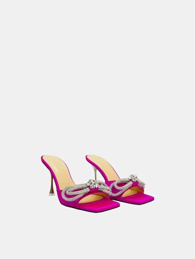 MACH & MACH Double Bow Pink Mules 38