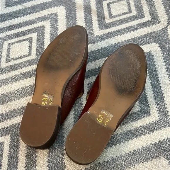 Madewell Brown Leather Mules with Crocodile Texture