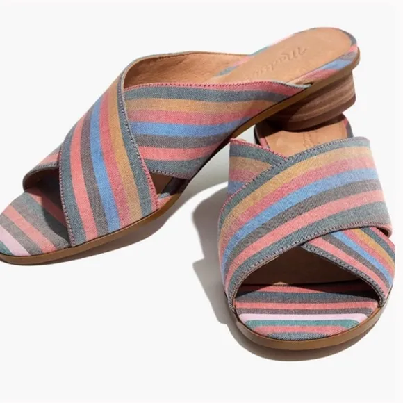 Madewell | Women’s rainbow The Ruthie Crisscross Mule, leather low heel slip on