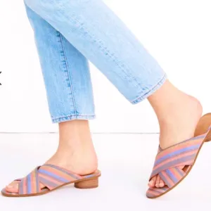 Madewell | Women’s rainbow The Ruthie Crisscross Mule, leather low heel slip on