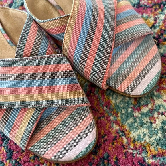 Madewell | Women’s rainbow The Ruthie Crisscross Mule, leather low heel slip on