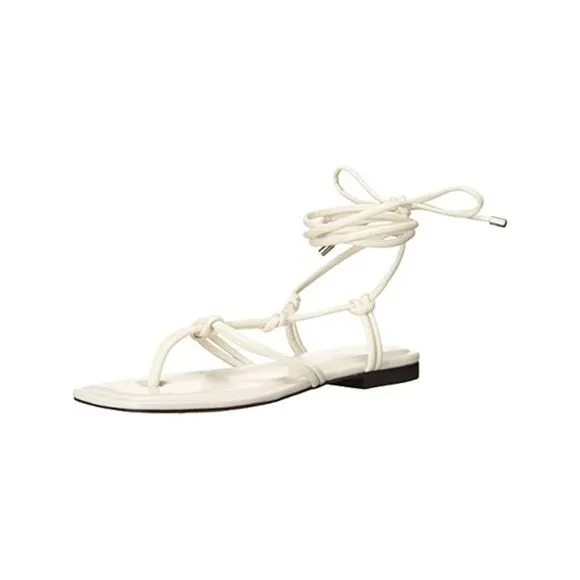 MARC FISHER Womens Ivory Strappy Padded Falina Square Toe Thong Sandals 5.5 M