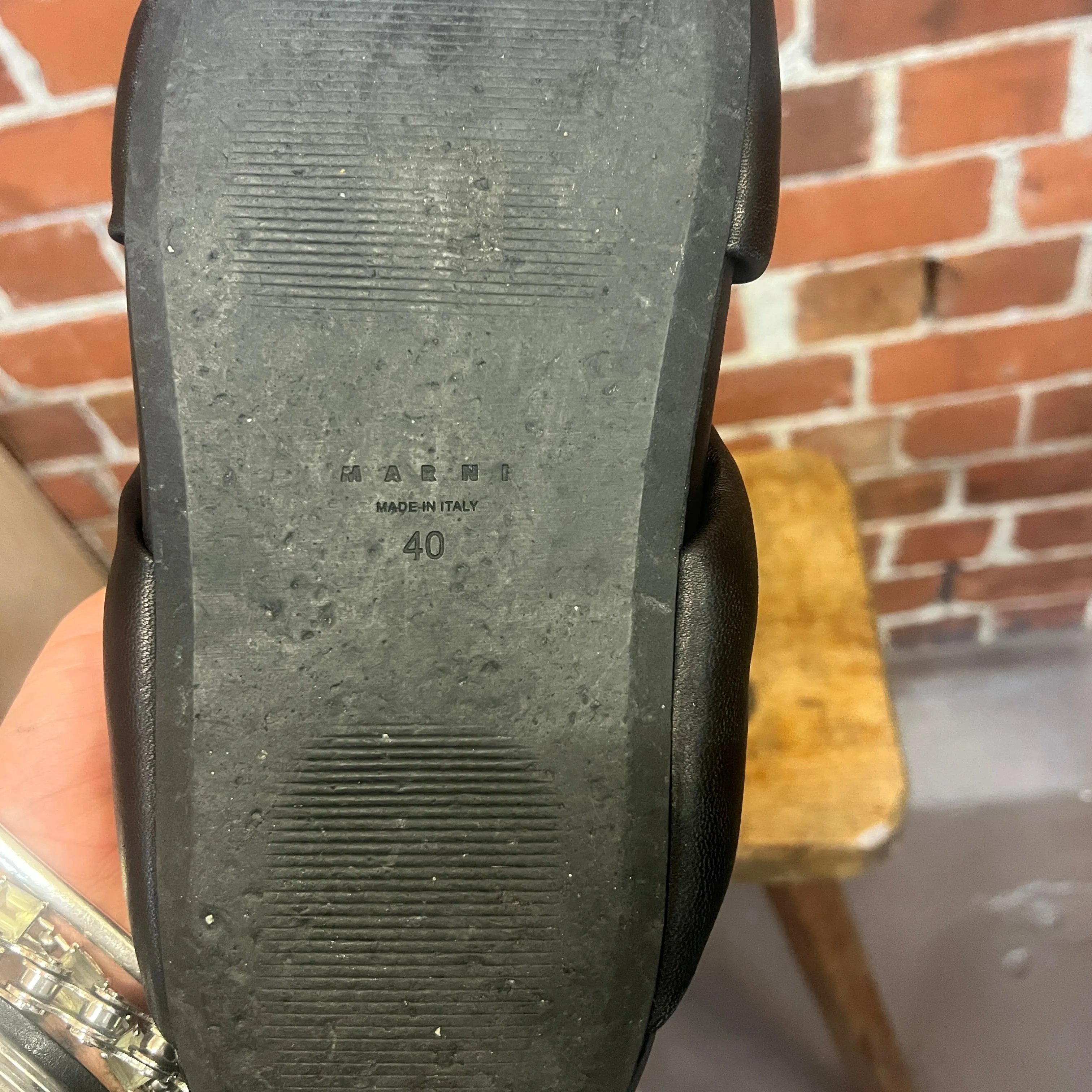 MARNI leather padded slides 40