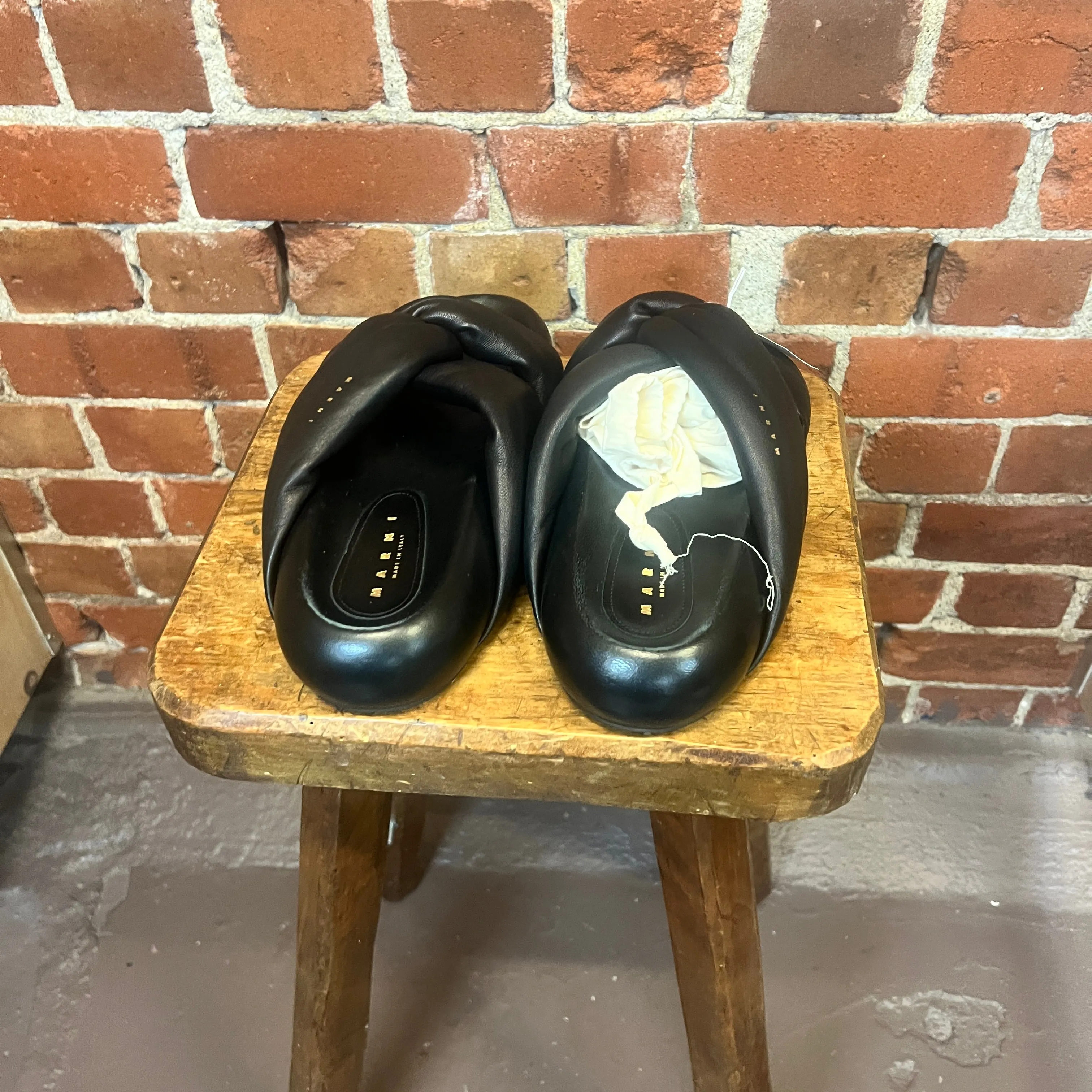 MARNI leather padded slides 40