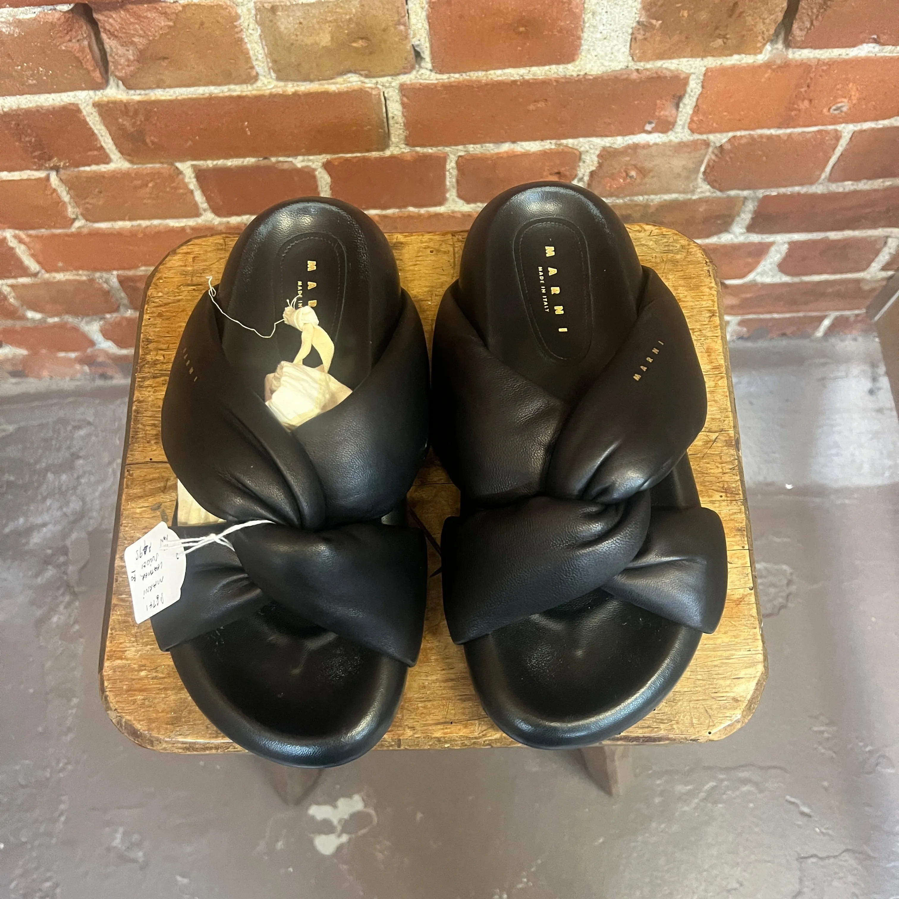 MARNI leather padded slides 40