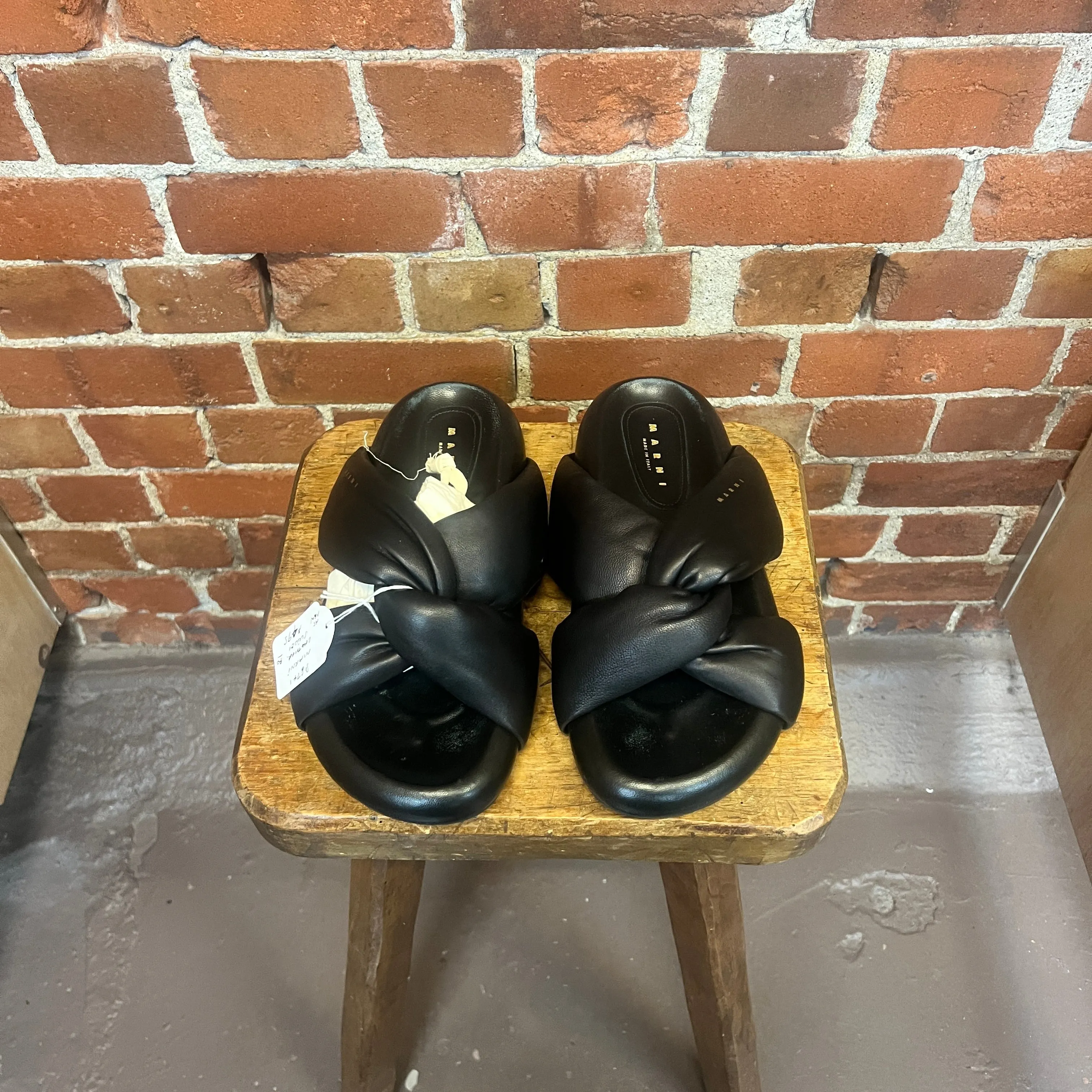 MARNI leather padded slides 40