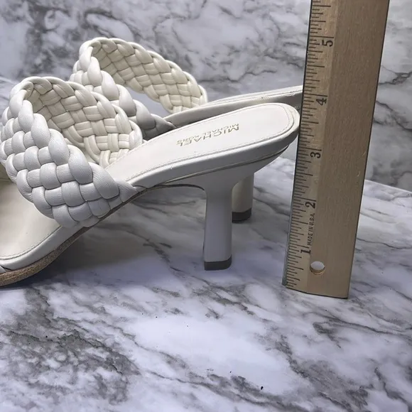 Michael Kors Women’s 9M Nadia Braided Strap Vegan Leather Mules, Heels