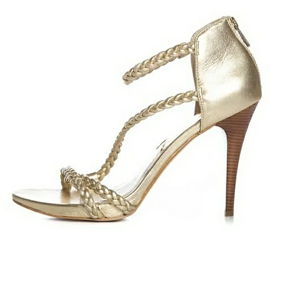 Michael Michael Kors Alexa High Pale Gold Braided Strappy Heeled Sandals