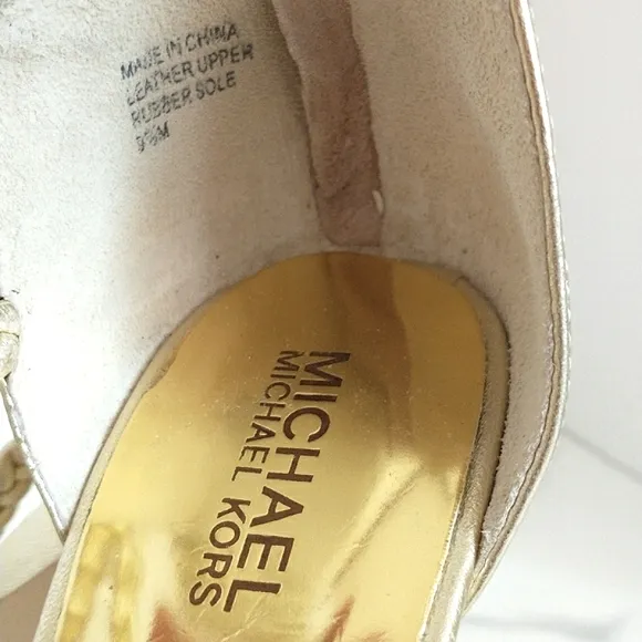 Michael Michael Kors Alexa High Pale Gold Braided Strappy Heeled Sandals