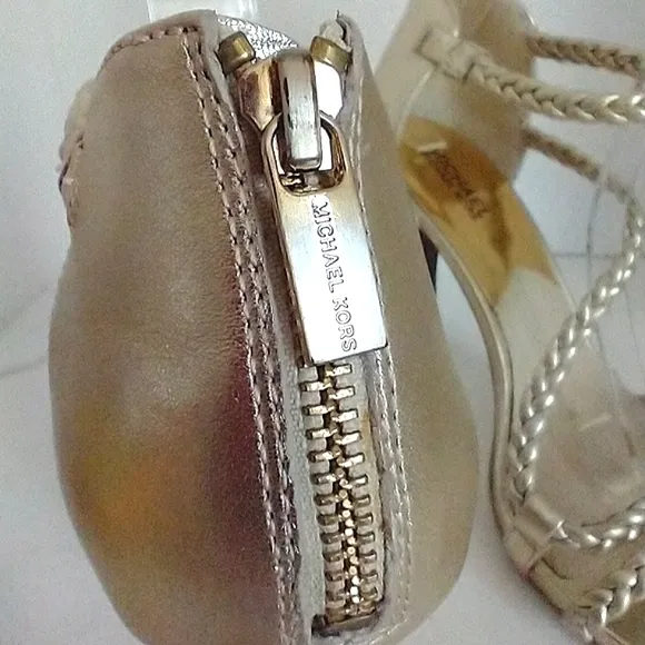 Michael Michael Kors Alexa High Pale Gold Braided Strappy Heeled Sandals