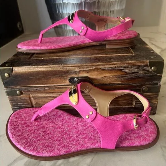 MICHAEL Michael Kors Leather MK Plate Thong Sandals