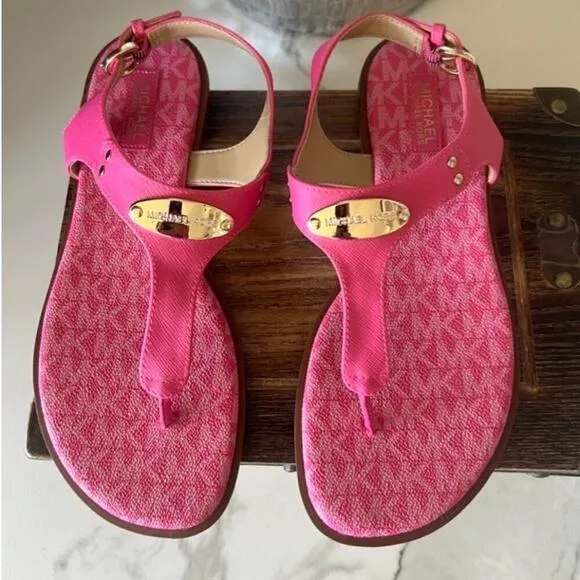 MICHAEL Michael Kors Leather MK Plate Thong Sandals