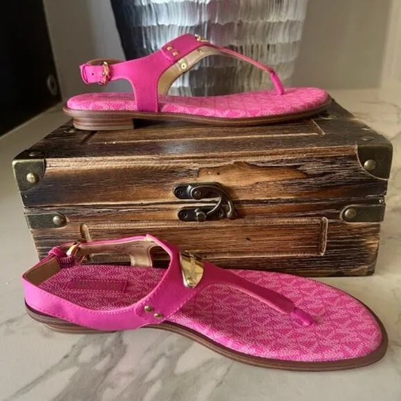 MICHAEL Michael Kors Leather MK Plate Thong Sandals