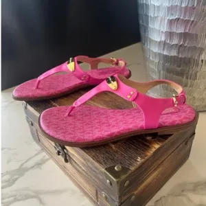 MICHAEL Michael Kors Leather MK Plate Thong Sandals