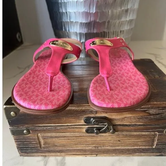 MICHAEL Michael Kors Leather MK Plate Thong Sandals