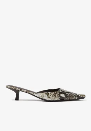 Mira 50 Python Print Leather Mules
