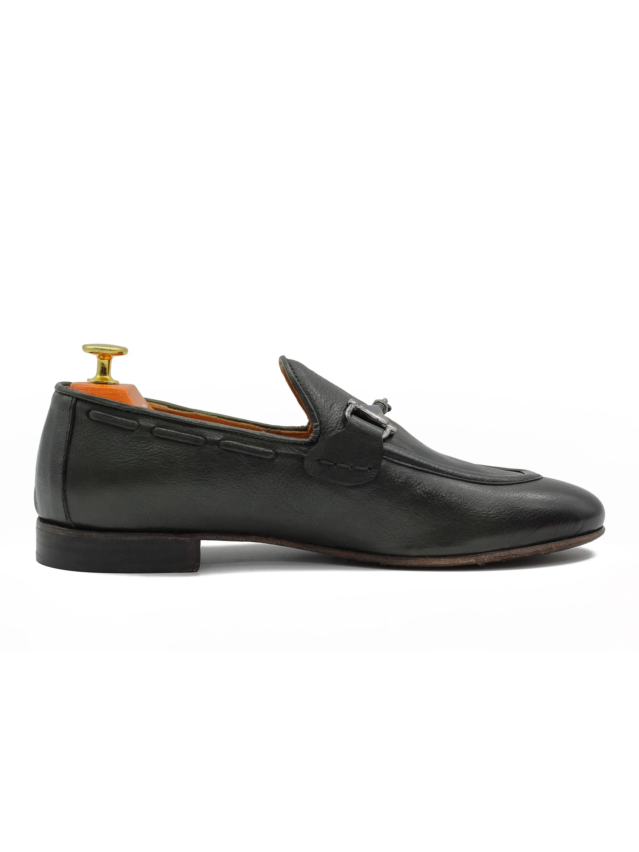 NAPLES 02 - ITALIAN LEATHER SNAFFLE BIT LOAFER IN GREEN