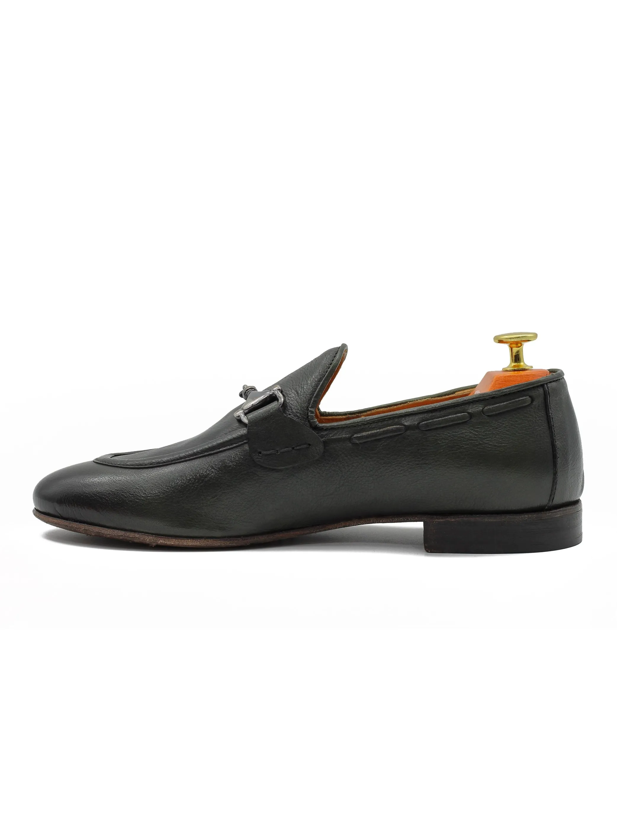 NAPLES 02 - ITALIAN LEATHER SNAFFLE BIT LOAFER IN GREEN