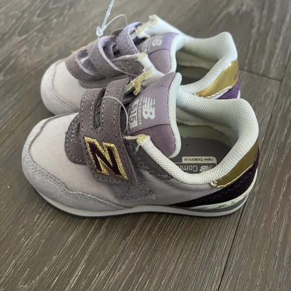 New Balance 574 Wide Purple Gold Hook and Loop sneakers