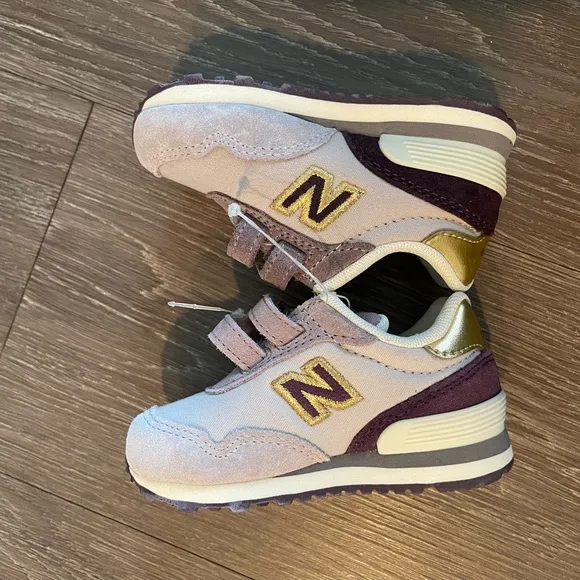 New Balance 574 Wide Purple Gold Hook and Loop sneakers