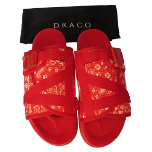 New DRACO Red/White Bandana Men's Slides Sz 11-12 w/ Dust Bag