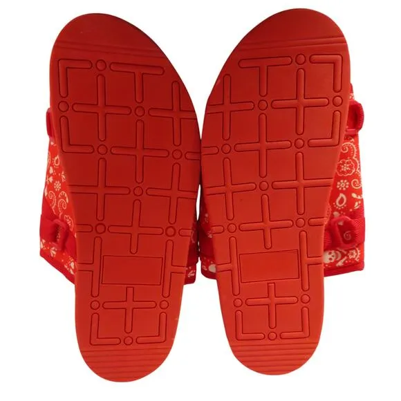 New DRACO Red/White Bandana Men's Slides Sz 11-12 w/ Dust Bag