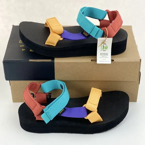 NEW Teva Midform Universal Multi Color Women's Sandals Straps Colorblock Strappy