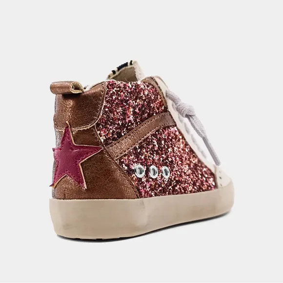NIB SHUSHOP Glitter MID Star HI-TOP Sneakers RILEY TODDLER GIRL 10