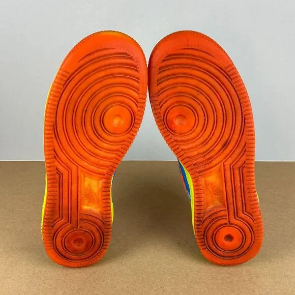 Nike Air Force 1 BG Athletic Sneakers Youth 4Y Blue Orange Yellow Synthetic