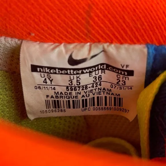 Nike Air Force 1 BG Athletic Sneakers Youth 4Y Blue Orange Yellow Synthetic