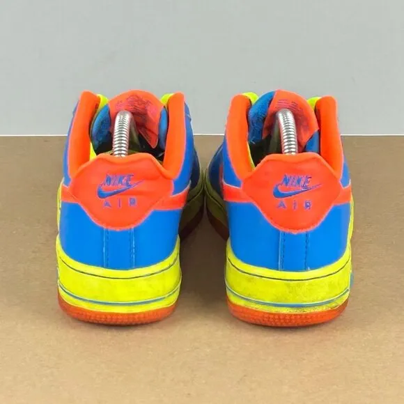 Nike Air Force 1 BG Athletic Sneakers Youth 4Y Blue Orange Yellow Synthetic