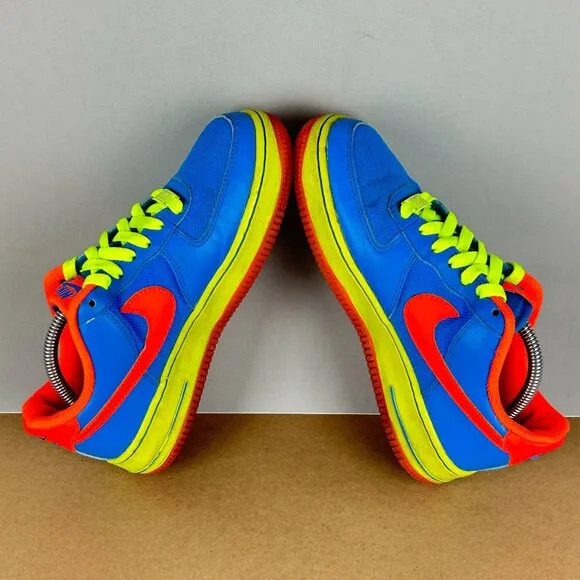 Nike Air Force 1 BG Athletic Sneakers Youth 4Y Blue Orange Yellow Synthetic