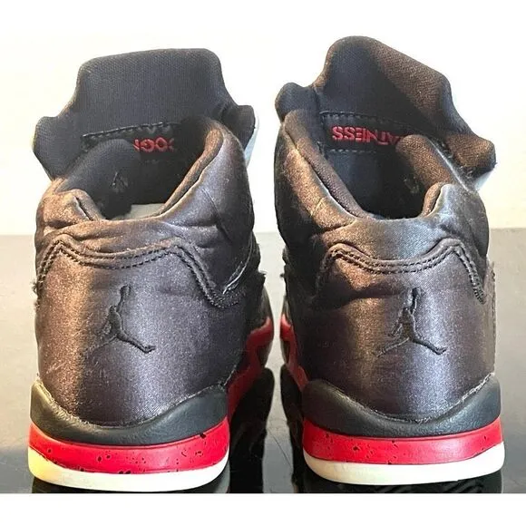 Nike Air Jordan 5 Black Satin/Varsity Red 440890-008 Mid Toddler Sneakers SZ 11C