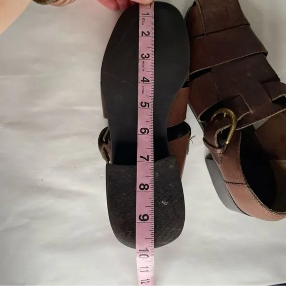 Nine West 90s womens Brown Huarache Leather Fisherman Strappy Sandals 6.5