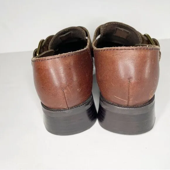 Nine West 90s womens Brown Huarache Leather Fisherman Strappy Sandals 6.5