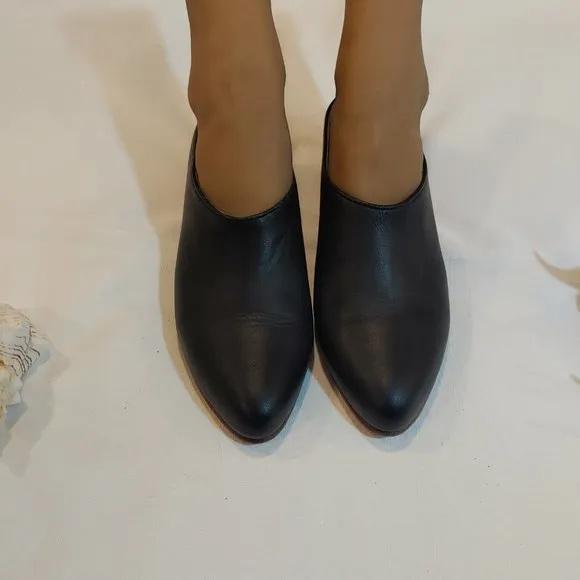 Nisolo Black Leather Heeled Mules SOFIA Size 7.5