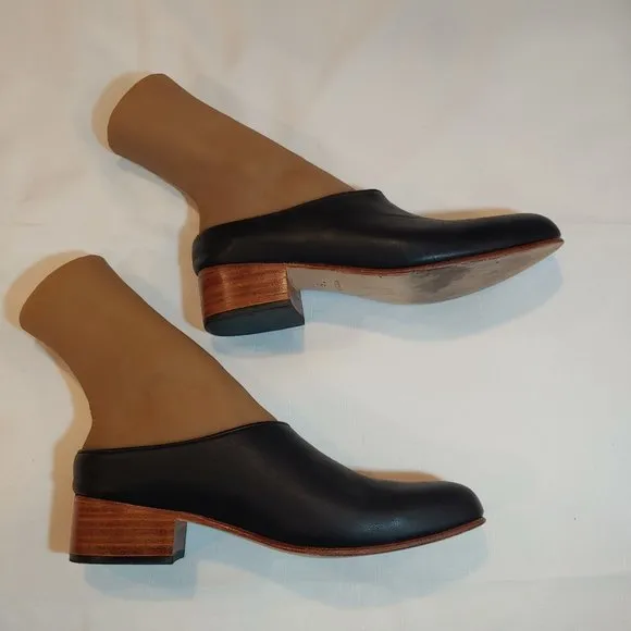 Nisolo Black Leather Heeled Mules SOFIA Size 7.5
