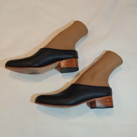 Nisolo Black Leather Heeled Mules SOFIA Size 7.5