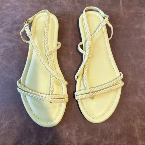 NWOB‎ VERONICA BEARD Soia Zest Braided Flat Yellow Thong Sandals size 6 reg $248