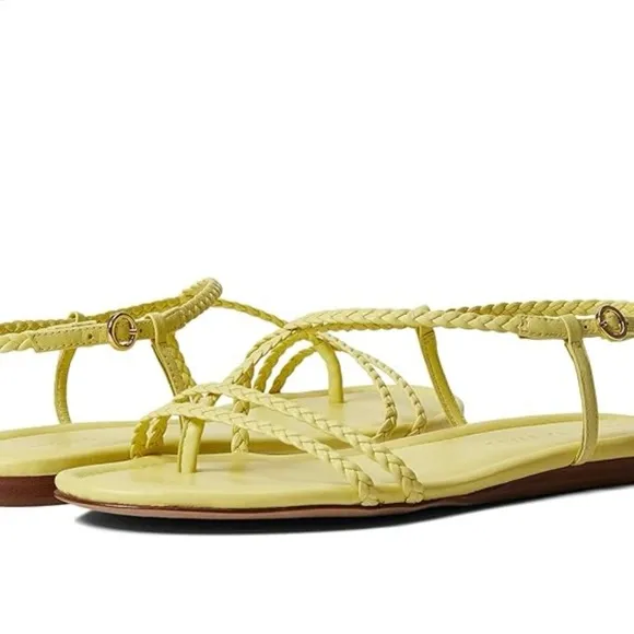 NWOB‎ VERONICA BEARD Soia Zest Braided Flat Yellow Thong Sandals size 6 reg $248