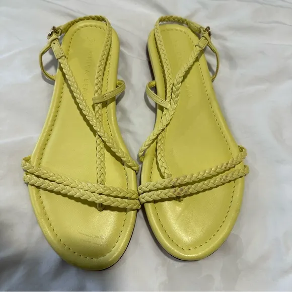 NWOB‎ VERONICA BEARD Soia Zest Braided Flat Yellow Thong Sandals size 6 reg $248