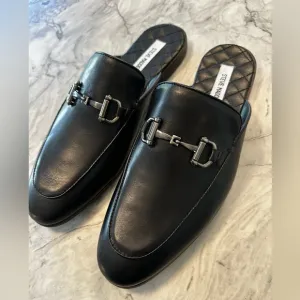 NWOT Steve Madden Men’s Black Leather Mules _Sz 11