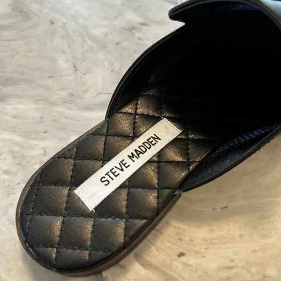 NWOT Steve Madden Men’s Black Leather Mules _Sz 11